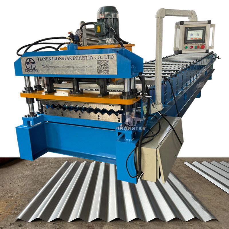 “Ironstar 850 Type Roof Sheet Making Machine 0.3-0.8mm Corrugated Roof Panel Roll Forming Machine for Chile”